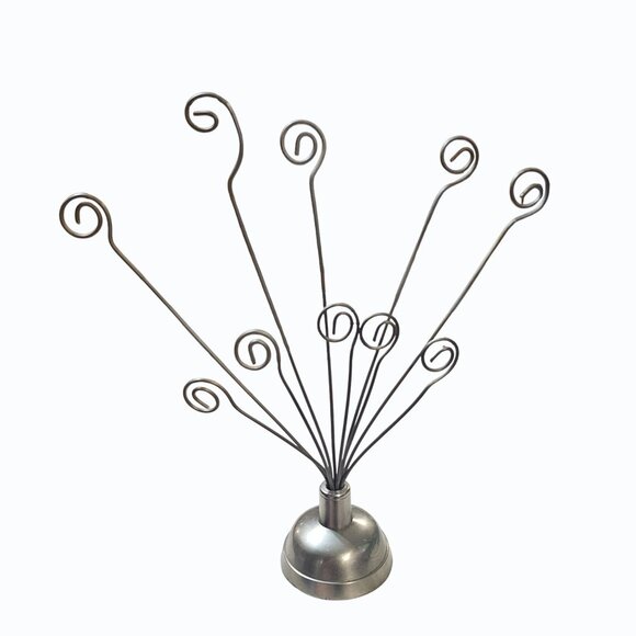 Silvertone Wire Photo Holder Christmas Card Tabletop Display Stand for 10 Photos - Picture 4 of 11